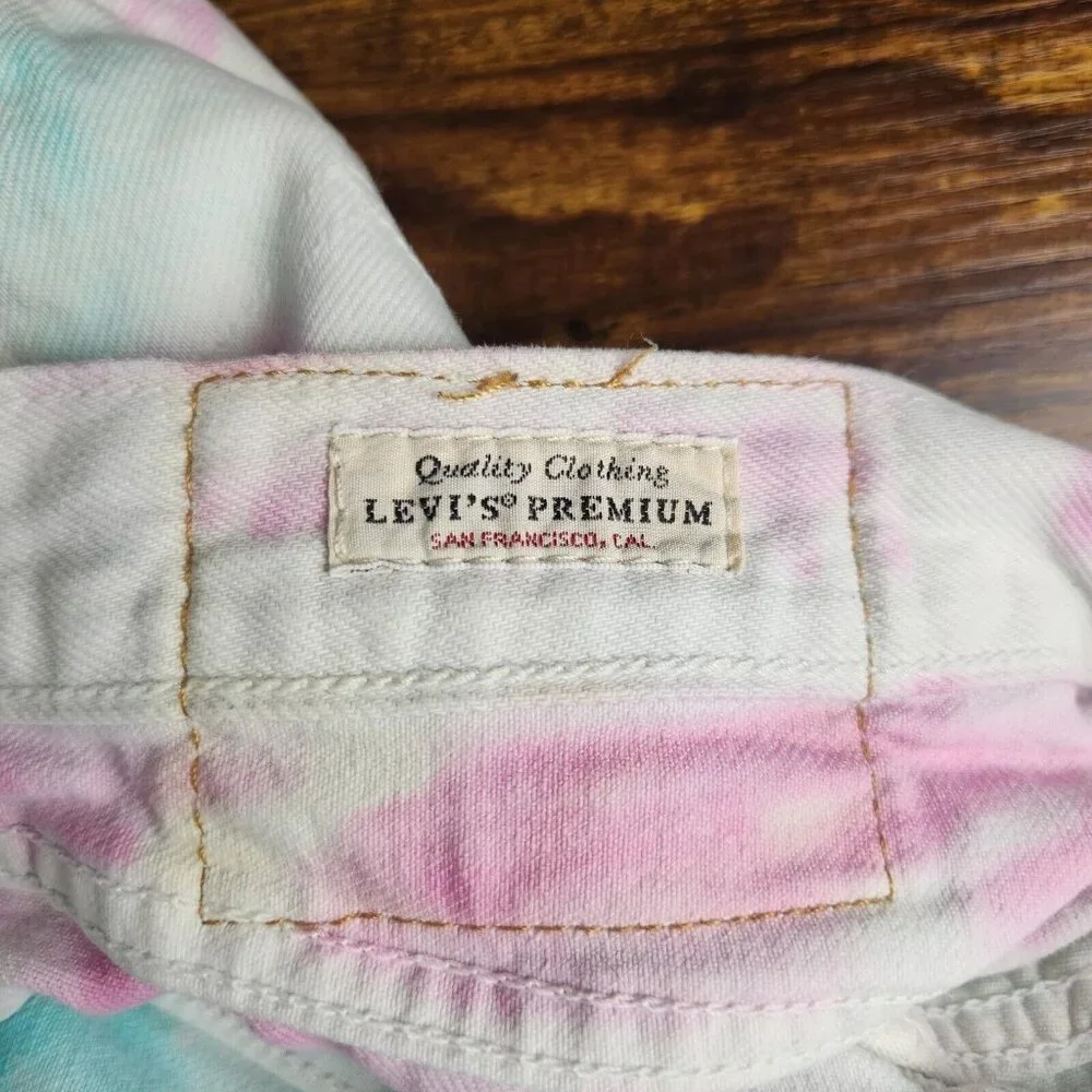 Levis Shorts Mens 30 White Pink Tie Dye 501 '93 Pride Button Fly Denim Cut Off